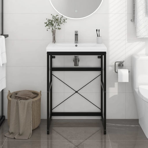 Bathroom Washbasin Frame Black 59x38x83 Cm Iron Ttnpbb
