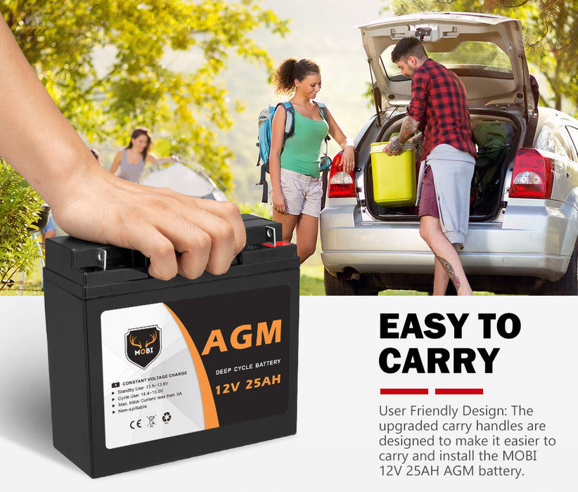 12V 25Ah Agm Battery Deep Cycle Lity Scooter Golf Cart Camping 4X4