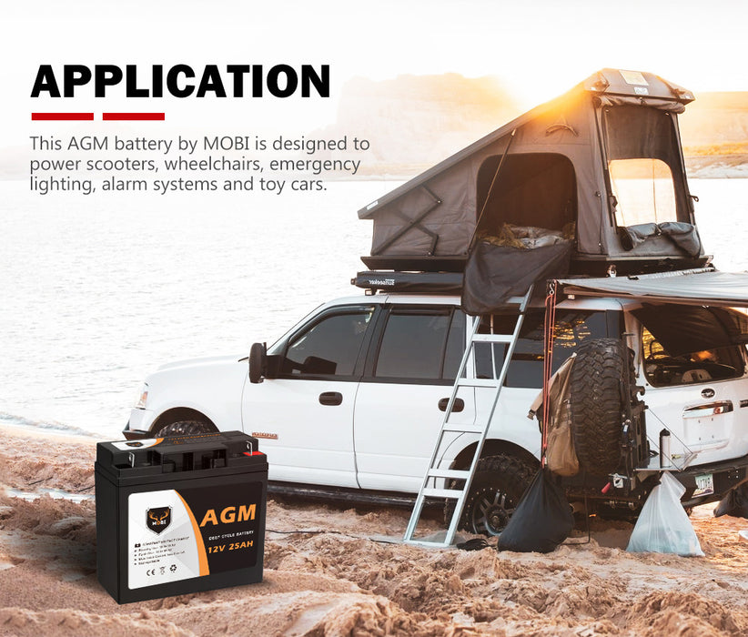 12V 25Ah Agm Battery Deep Cycle Lity Scooter Golf Cart Camping 4X4