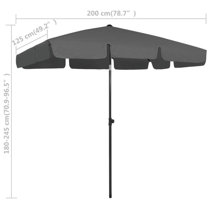 Beach Umbrella Anthracite 200x125 Cm Toaixk