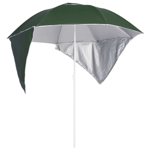 Beach Umbrella with Side Walls Green 215 Cm Tonntn
