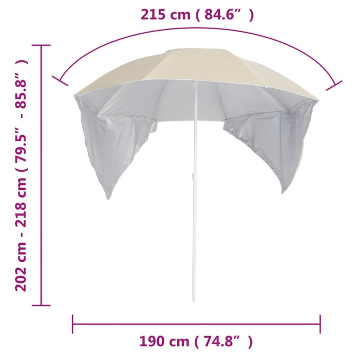 Beach Umbrella With Side Walls Sand 215 Cm Tonntl