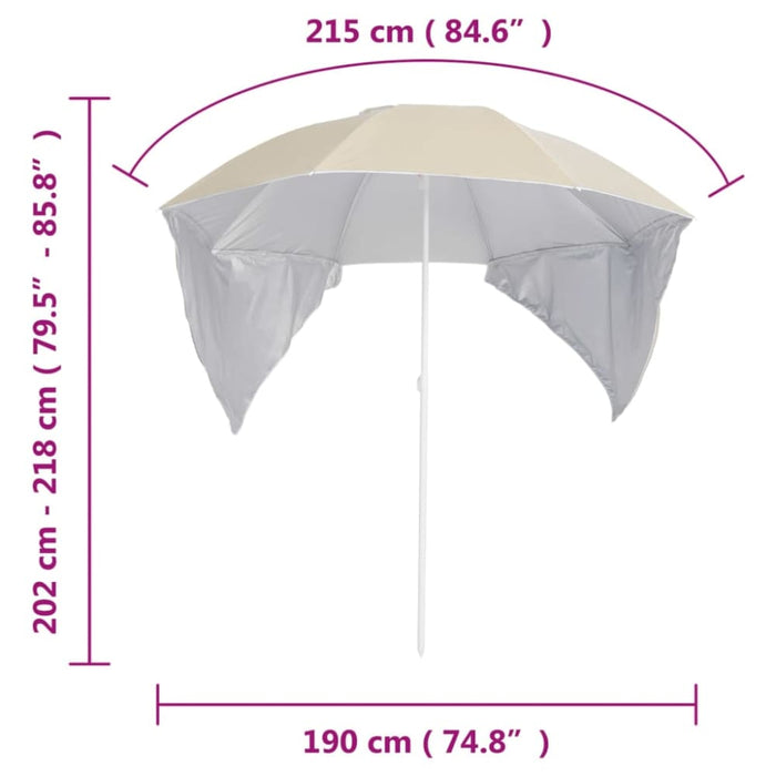 Beach Umbrella with Side Walls Sand 215 Cm Tonntl
