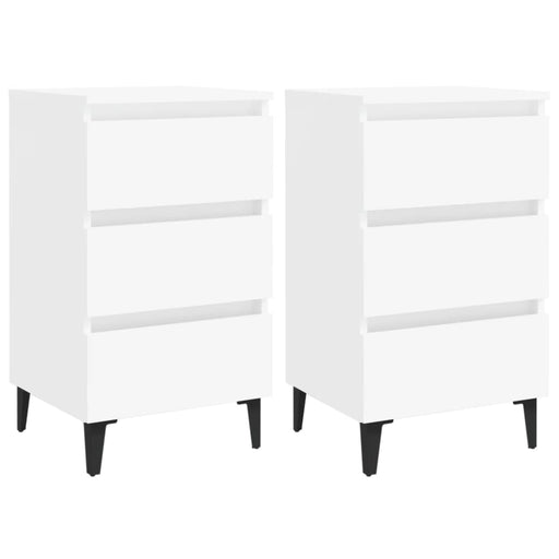 Bed Cabinet with Metal Legs 2 Pcs White 40x35x69 Cm Nbpkbl