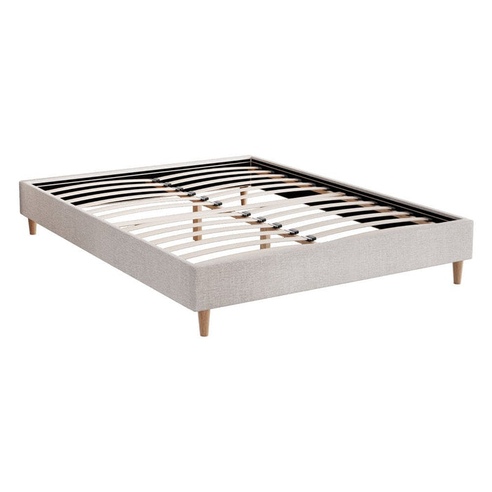 Bed Frame Double Size Beige Zora