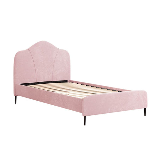 Bed Frame King Single Size Velvet Pink Olan