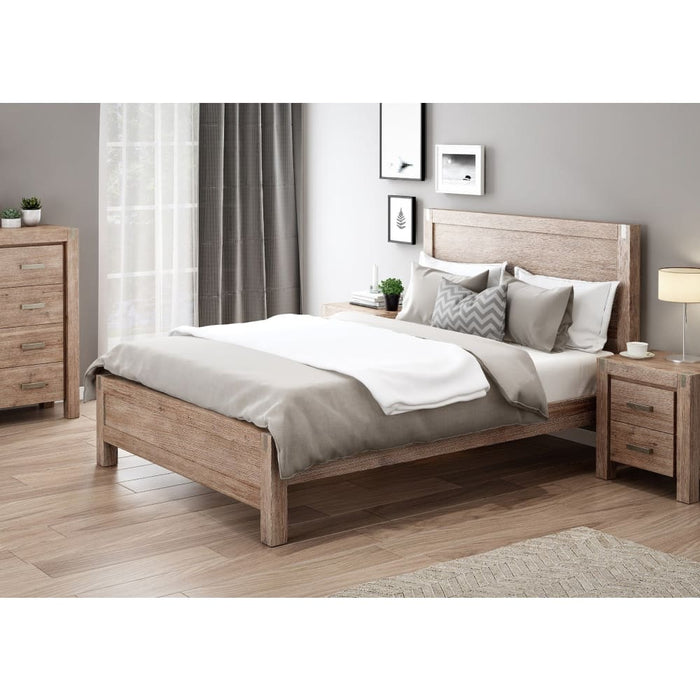 Bed Frame King Size in Solid Wood Veneered Acacia Bedroom