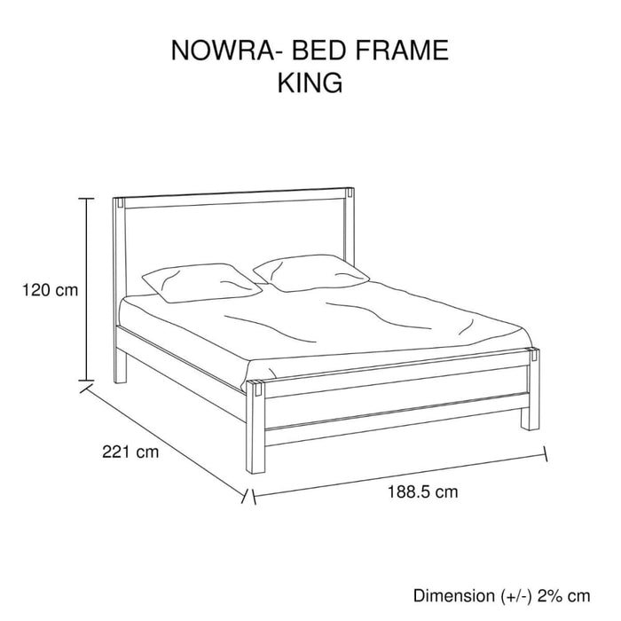 Bed Frame King Size in Solid Wood Veneered Acacia Bedroom
