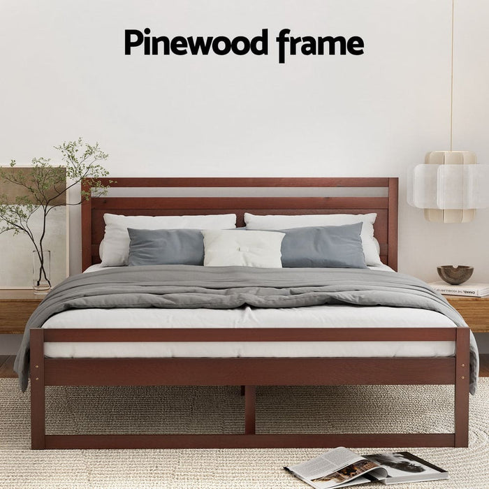 Bed Frame Queen Size Wooden Walnut Witton