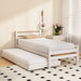 Bed Frame Single Size 2 - in - 1 Trundle Wooden White Avis