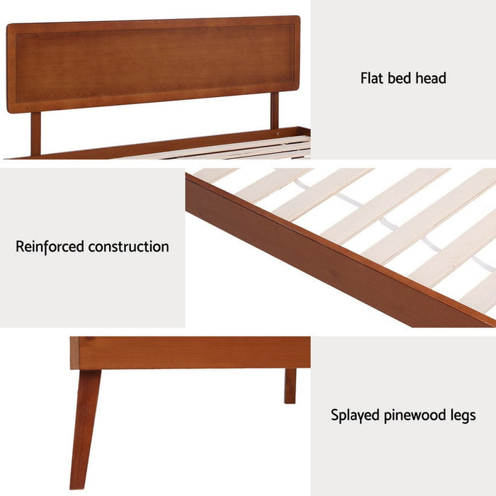 Bed Frame Single Size Wooden Base Walnut Splay