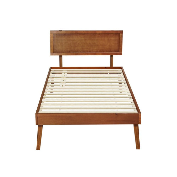 Bed Frame Single Size Wooden Base Walnut Splay