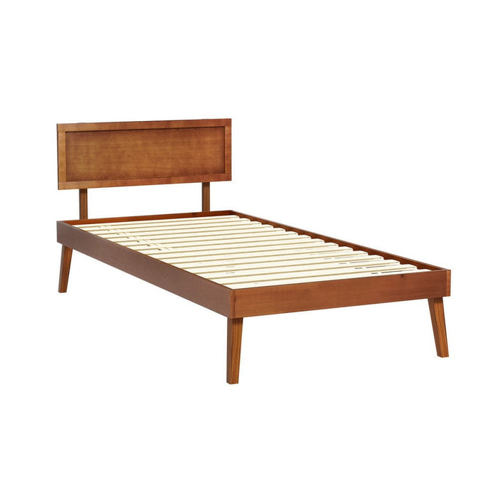 Bed Frame Single Size Wooden Base Walnut Splay