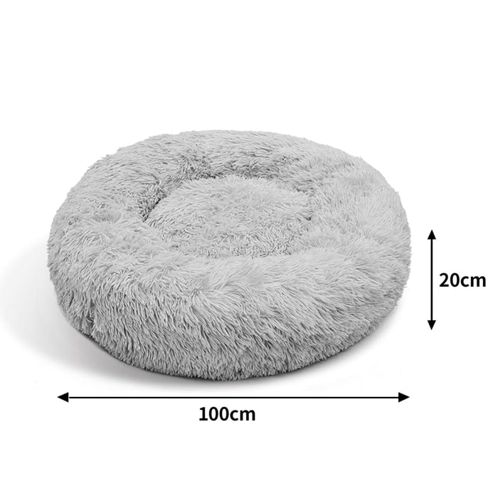 Pet Dog Bed Bedding Warm Plush Round Comfort Nest Light