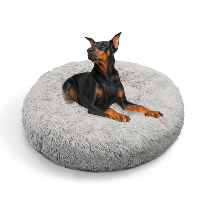 Pet Dog Bed Bedding Warm Plush Round Comfort Nest Light