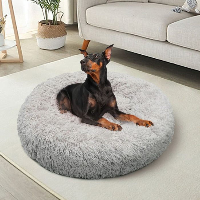 Pet Dog Bed Bedding Warm Plush Round Comfort Nest Light