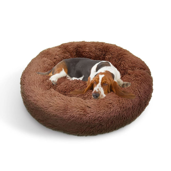 Pet Dog Bedding Warm Plush Round Comfortable Nest Light