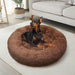 Pet Dog Bed Bedding Warm Plush Round Soft Nest Light Coffee