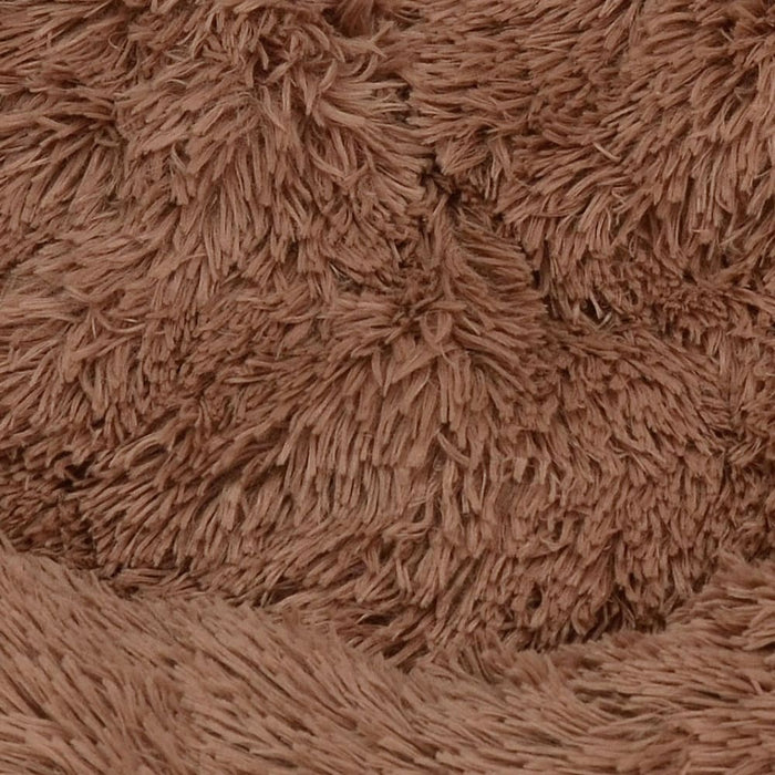 Pet Dog Bed Bedding Warm Plush Round Soft Nest Light Coffee