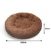 Pet Dog Bed Bedding Warm Plush Round Soft Nest Light Coffee