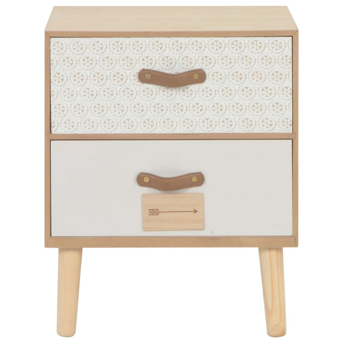 Bedside Cabinet With 2 Drawers 40x30x49.5 Cm Solid Pinewood