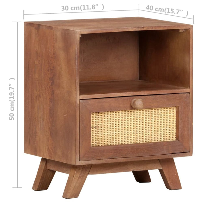 Bedside Cabinet 40x30x50 Cm Solid Mango Wood Txtpki