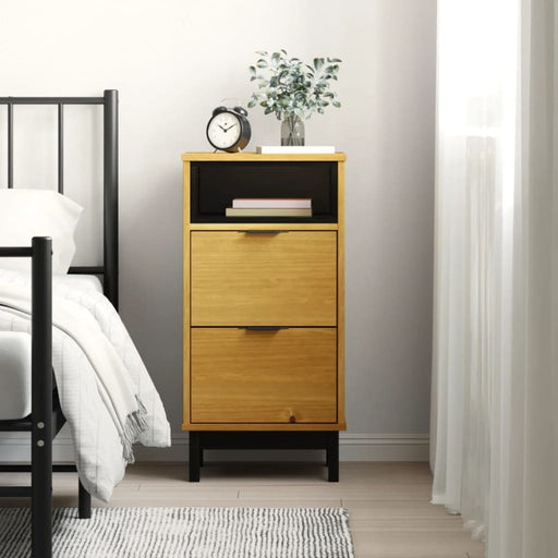 Bedside Cabinet Flam 40x35x80 Cm Solid Wood Pine Tpinoa