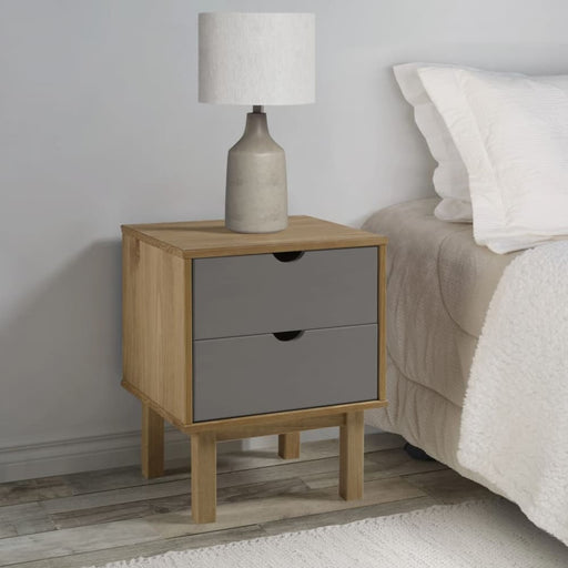 Bedside Cabinet Otta Brown&grey 45x39x57 Cm Solid Wood Pine