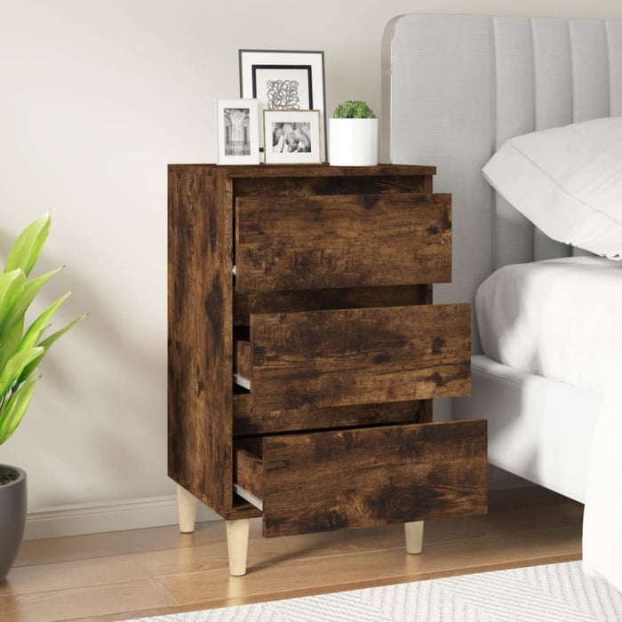 Bedside Cabinet Smoked Oak 40x35x70 Cm Engineered Wood