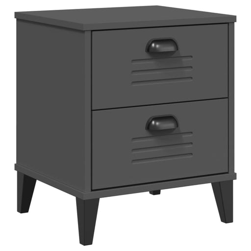 Bedside Cabinet Viken Anthracite Grey Solid Wood Pine Tiakob