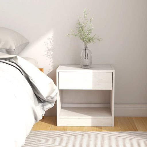 Bedside Cabinet White 40x31x40 Cm Solid Pinewood Nbnblp