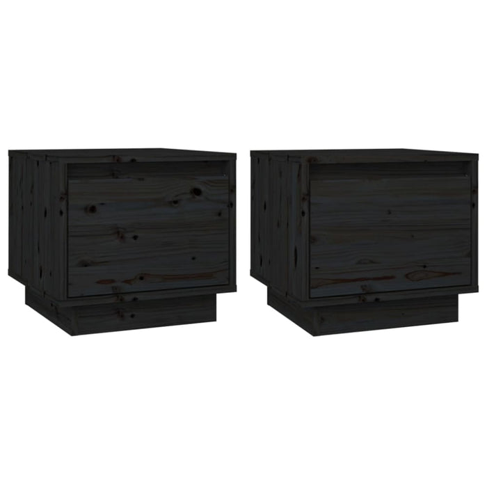 Bedside Cabinets 2 Pcs Black 35x34x32 Cm Solid Wood Pine