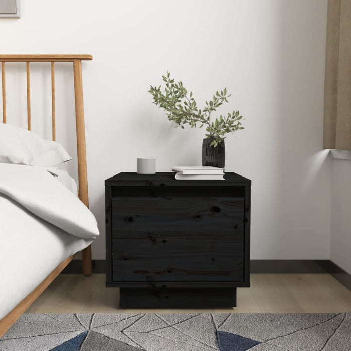 Bedside Cabinets 2 Pcs Black 35x34x32 Cm Solid Wood Pine