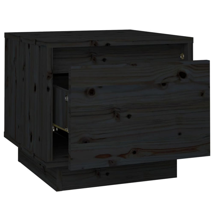Bedside Cabinets 2 Pcs Black 35x34x32 Cm Solid Wood Pine