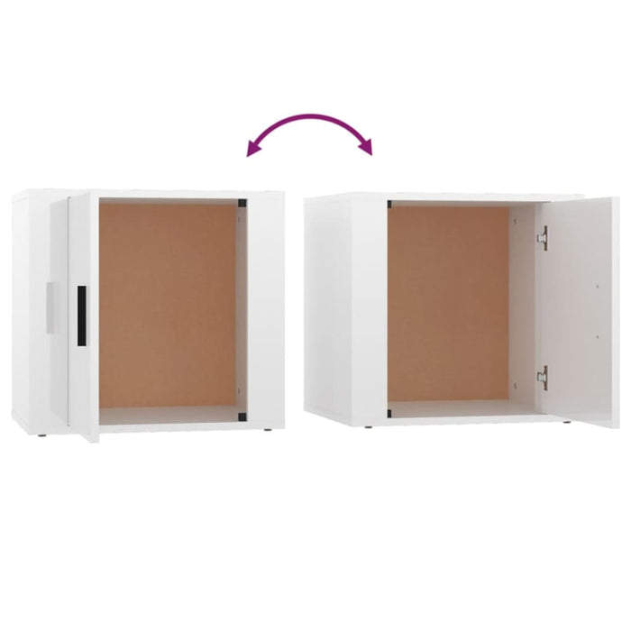 Bedside Cabinets 2 Pcs Glossy Look White 50x39x47 Cm Nollkt