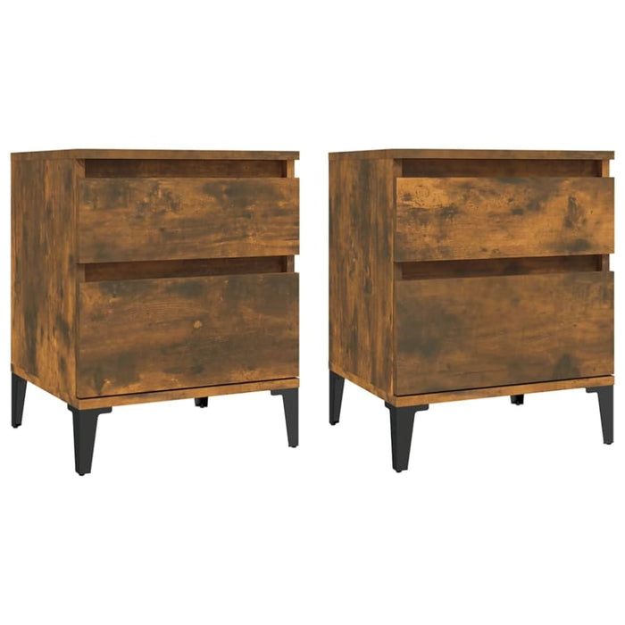 Bedside Cabinets 2 Pcs Smoked Oak 40x35x50 Cm Nxonpt