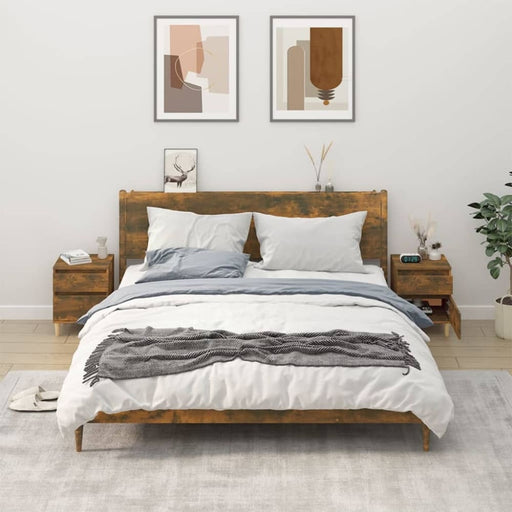 Bedside Cabinets 2 Pcs Smoked Oak 40x35x50 Cm Nxonti