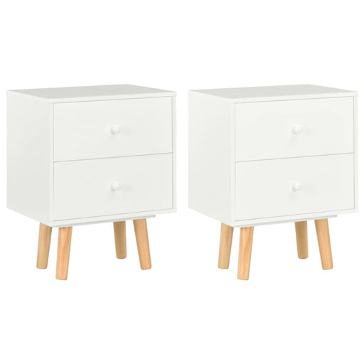 Bedside Cabinets 2 Pcs White 40x30x50 Cm Solid Pinewood