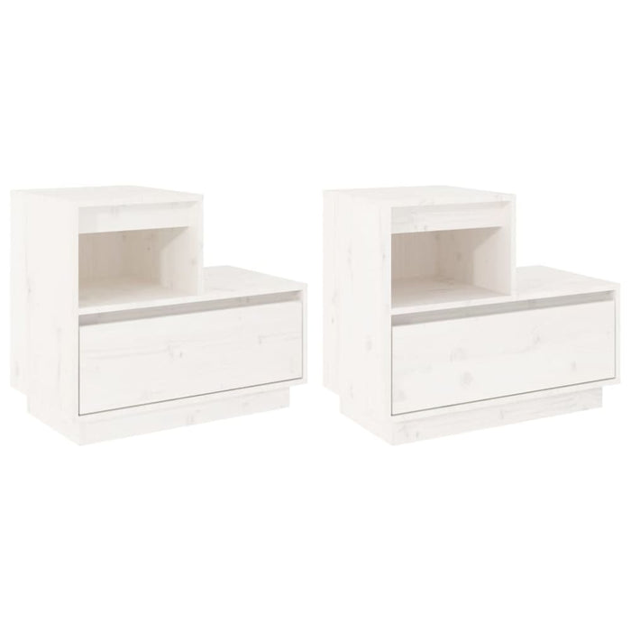 Bedside Cabinets 2 Pcs White 60x34x51 Cm Solid Wood Pine