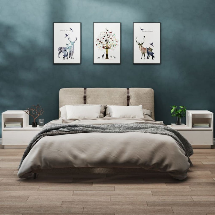 Bedside Cabinets 2 Pcs White 60x34x51 Cm Solid Wood Pine