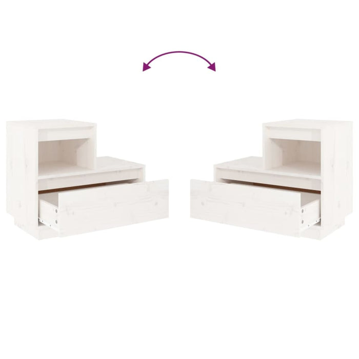 Bedside Cabinets 2 Pcs White 60x34x51 Cm Solid Wood Pine