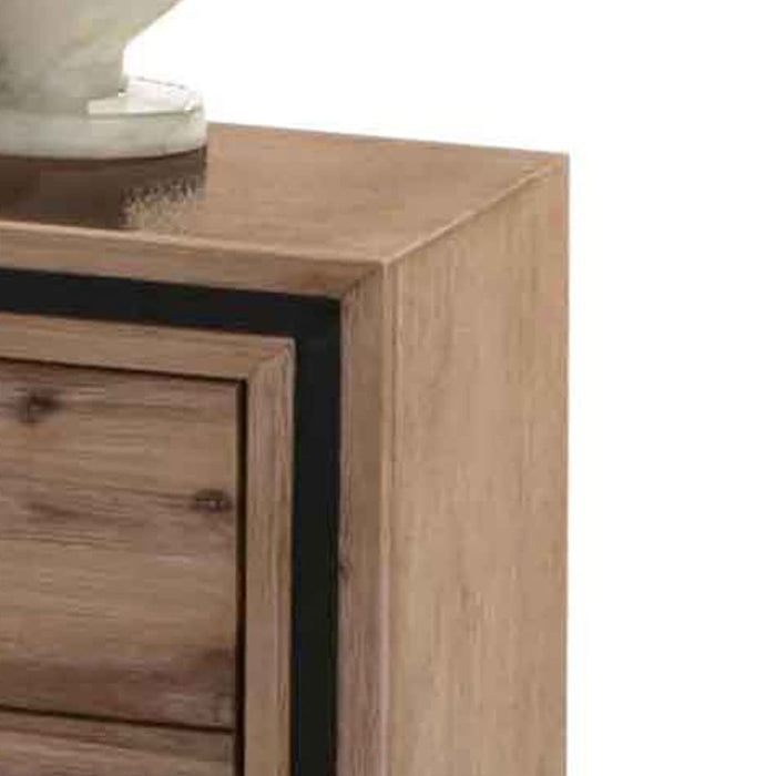 Bedside Table 2 Drawer Night Stand With Solid Acacia