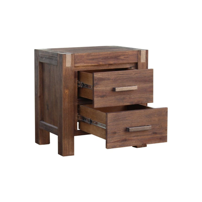 Bedside Table 2 Drawers Night Stand Solid Wood Acacia