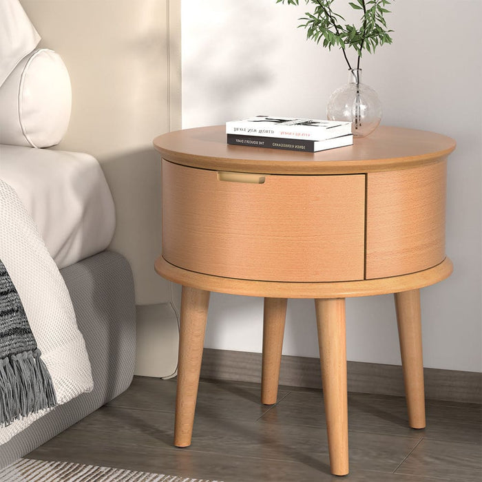 Bedside Table Curved Drawers Side End Nightstand Legs
