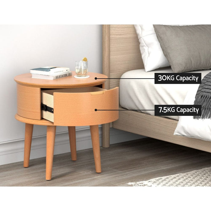 Bedside Table Curved Drawers Side End Nightstand Legs