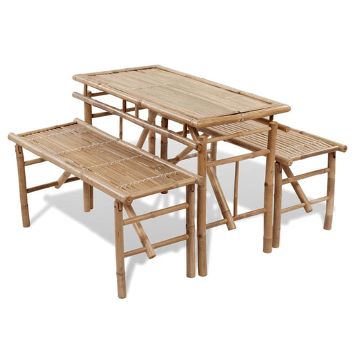 Beer Table with 2 Benches 100 Cm Bamboo Aopbx