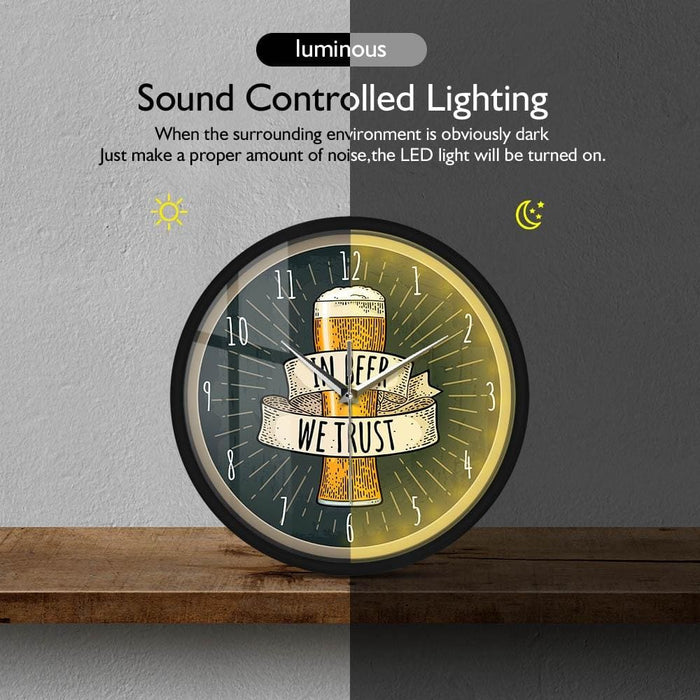 In Beer We Trust Bar Artwork Smart Voice Control Wall Clock