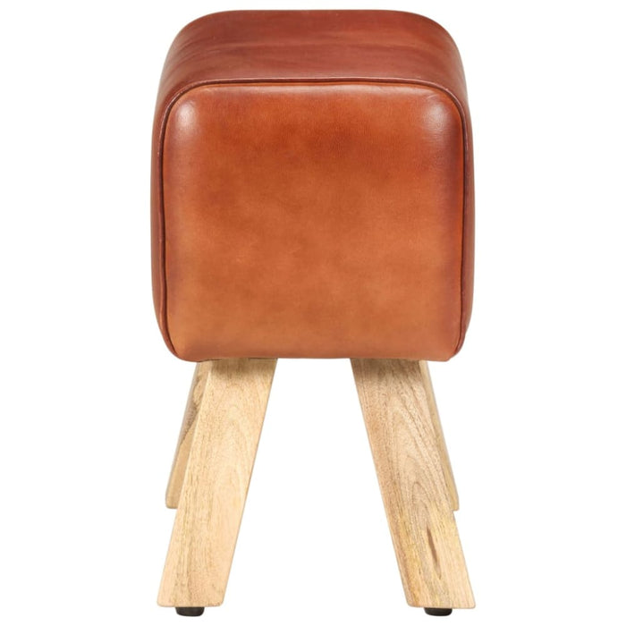Gym Bok Bench 38 Cm Brown Real Leather and Solid Mango Wood