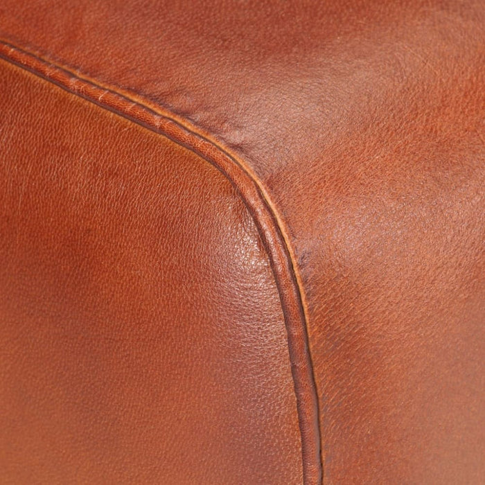 Gym Bok Bench 58 Cm Brown Real Leather and Solid Mango Wood