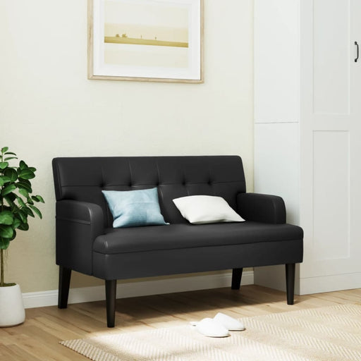 Bench With Backrest Black 112x65.5x75 Cm Faux Leather Tixopt
